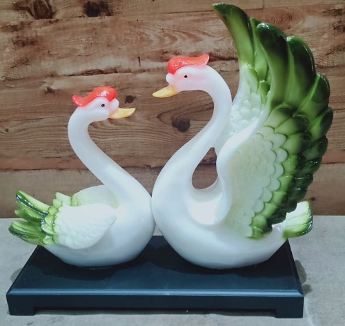 Pair of Swan in White & Green Color